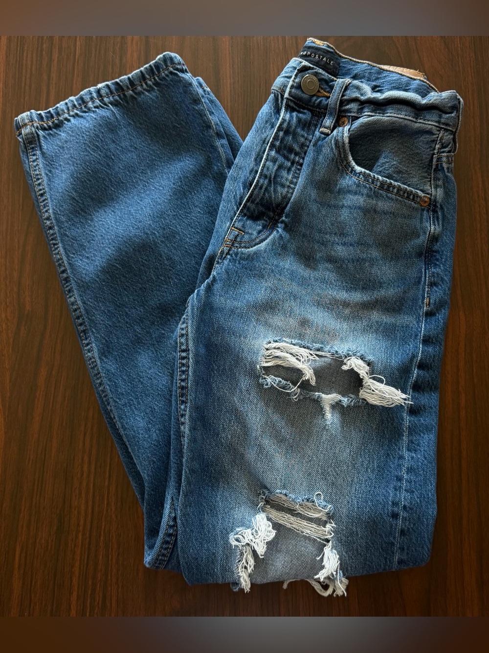 Women’s Size 2 Aeropostale 90’s Baggy Relaxed Fit Distressed Blue Jeans